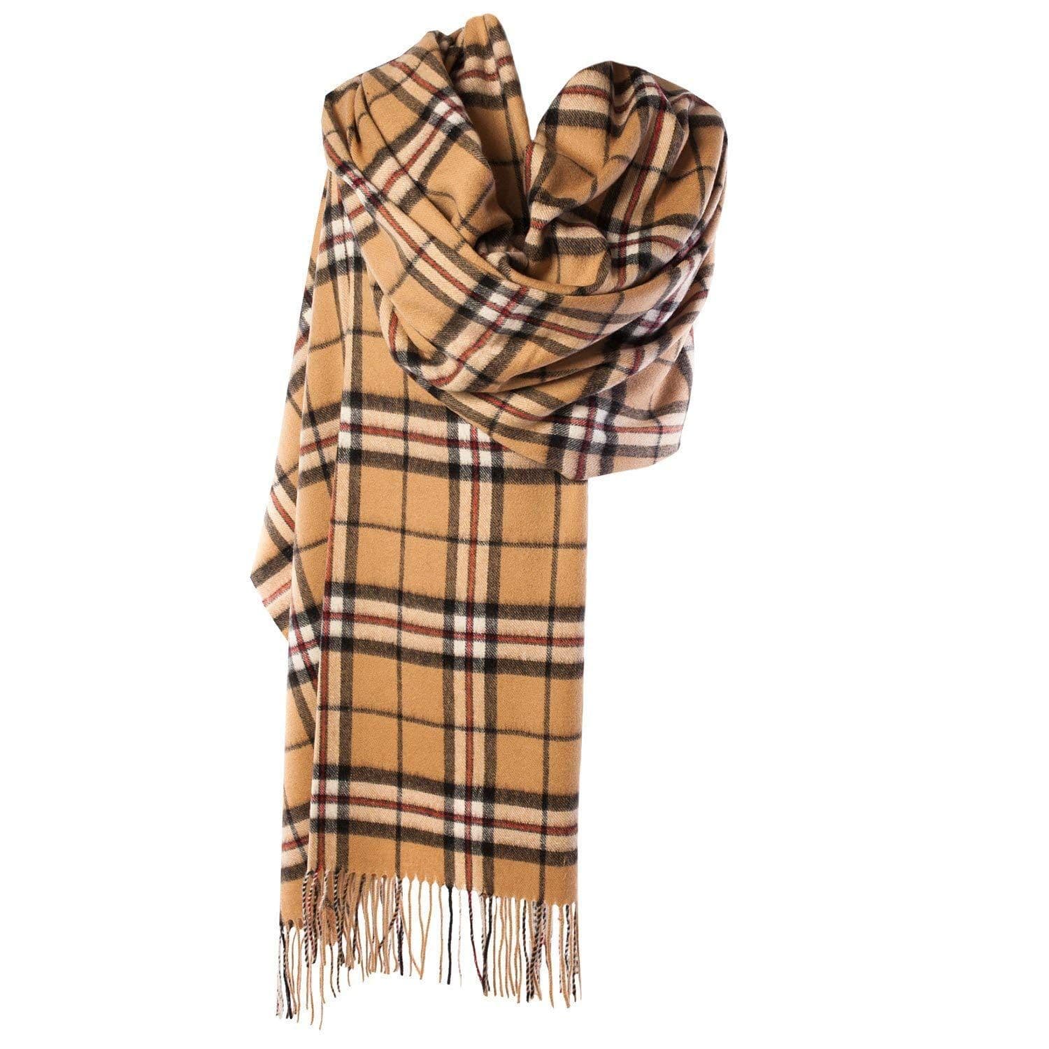 Ladies Pure Lambswool Thomson Camel Tartan Stole By Ingles Buchan