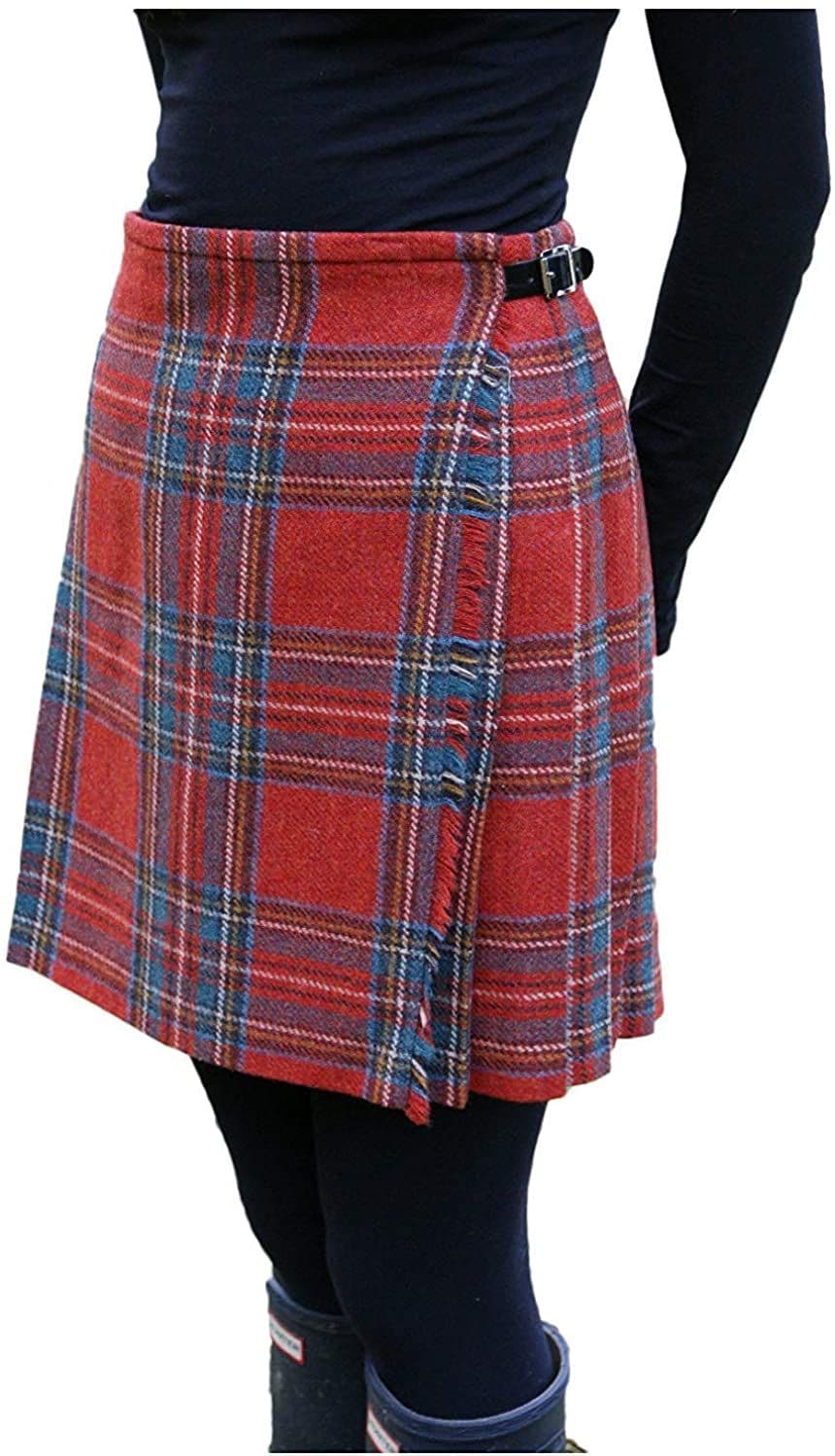 Ladies Pure Shetland Wool Antique Royal Stewart Tartan Mini Kilt