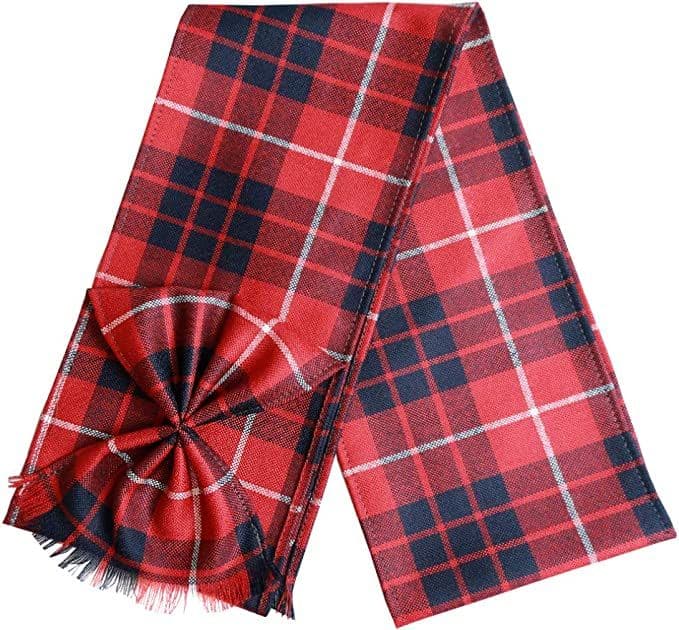 Ladies Pure Wool Hamilton Red Tartan Mini Sash With Rosette Made in Scotland