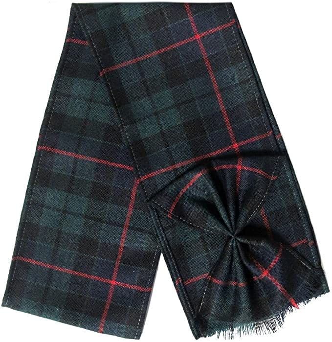 Ladies Pure Wool Morrison Green Tartan Mini Sash With Rosette Made in Scotland
