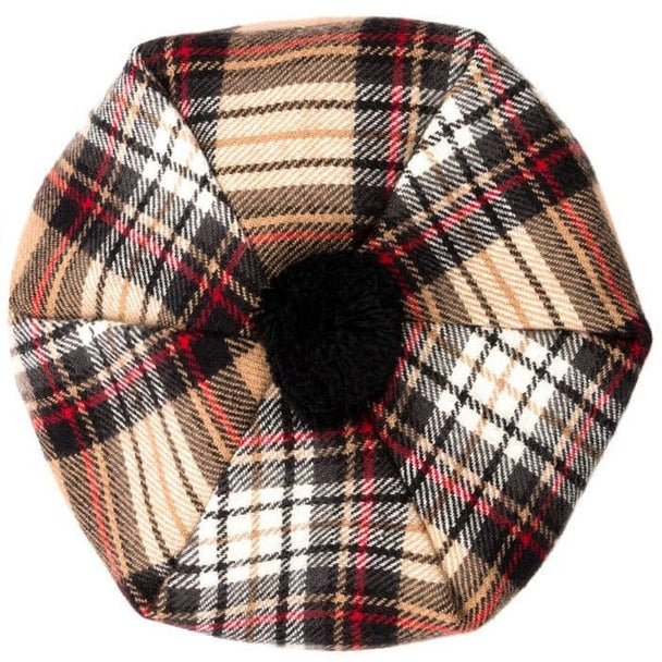 Ladies Stewart Camel Tartan Lambswool Tam - Made in Scotland