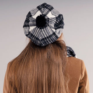 Ladies Stewart Dress Grey Tartan Lambswool Tam - Made in Scotland