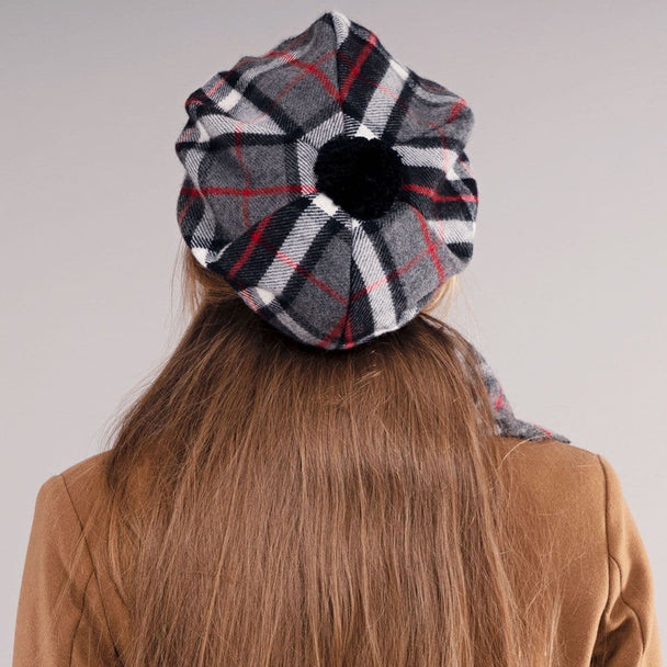 Ladies Thomson Grey Tartan Lambswool Tam - Made in Scotland