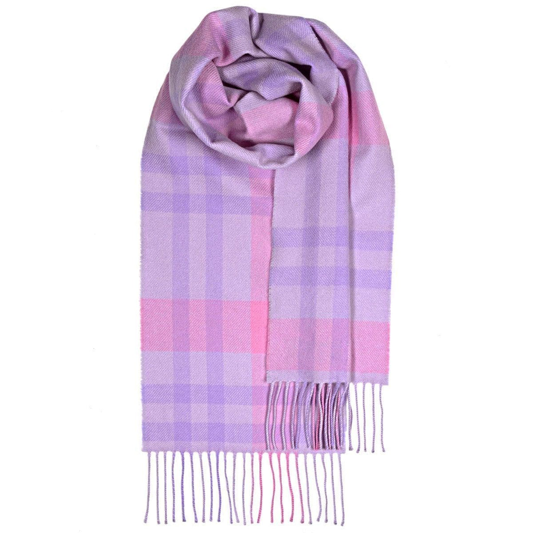 Pink Asymmetric Pure Lambswool Scarf - Made in Scotland