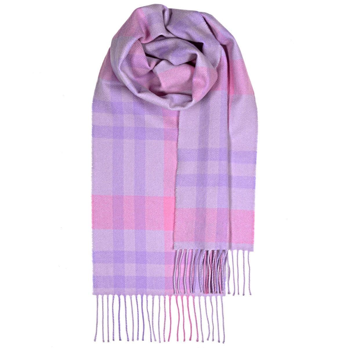 Pink Asymmetric Pure Lambswool Scarf - Made in Scotland