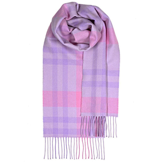 Pink Asymmetric Pure Lambswool Scarf - Made in Scotland