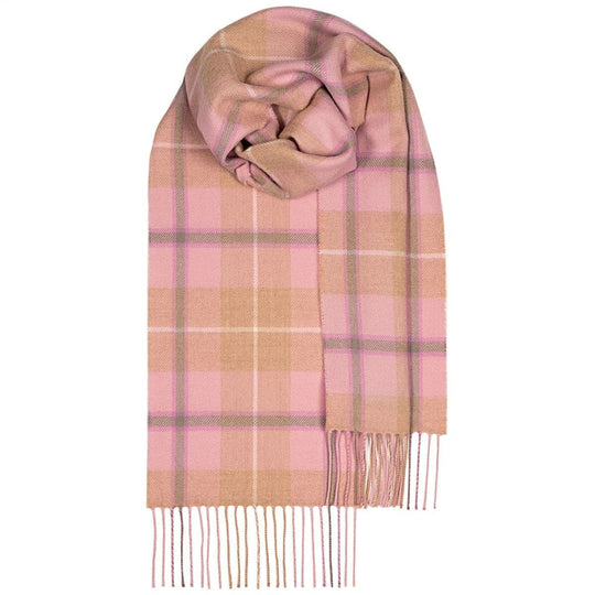 Pink Check  Pure Lambswool Scarf - Made in Scotland