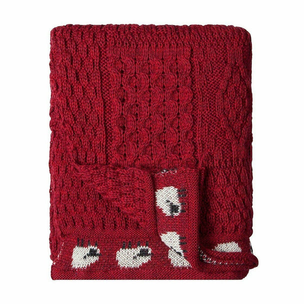 Pure British Aran Wool Red Sheep Throw/Blanket