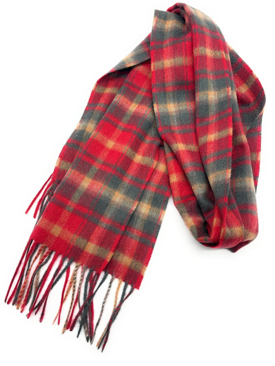 Pure Cashmere Dark Maple Leaf Tartan Scarf