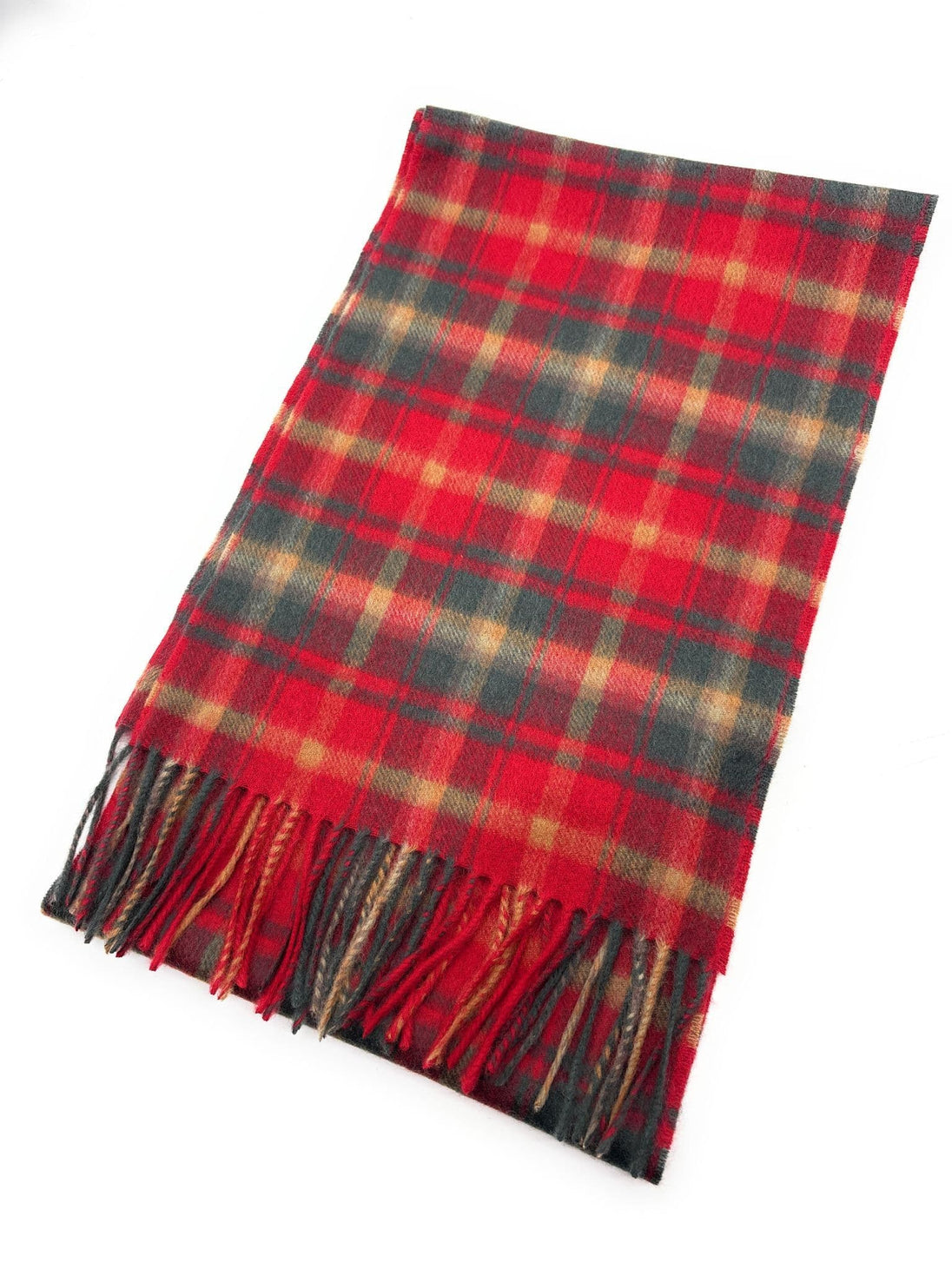 Pure Cashmere Dark Maple Leaf Tartan Scarf