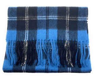 Pure Cashmere Ramsay Blue Tartan Scarf