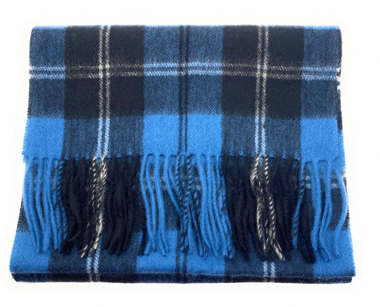 Pure Cashmere Ramsay Blue Tartan Scarf
