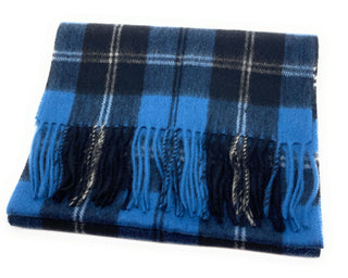 Pure Cashmere Ramsay Blue Tartan Scarf