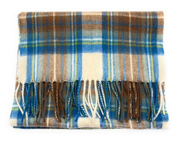Pure Cashmere Stewart Muted Blue Tartan Scarf