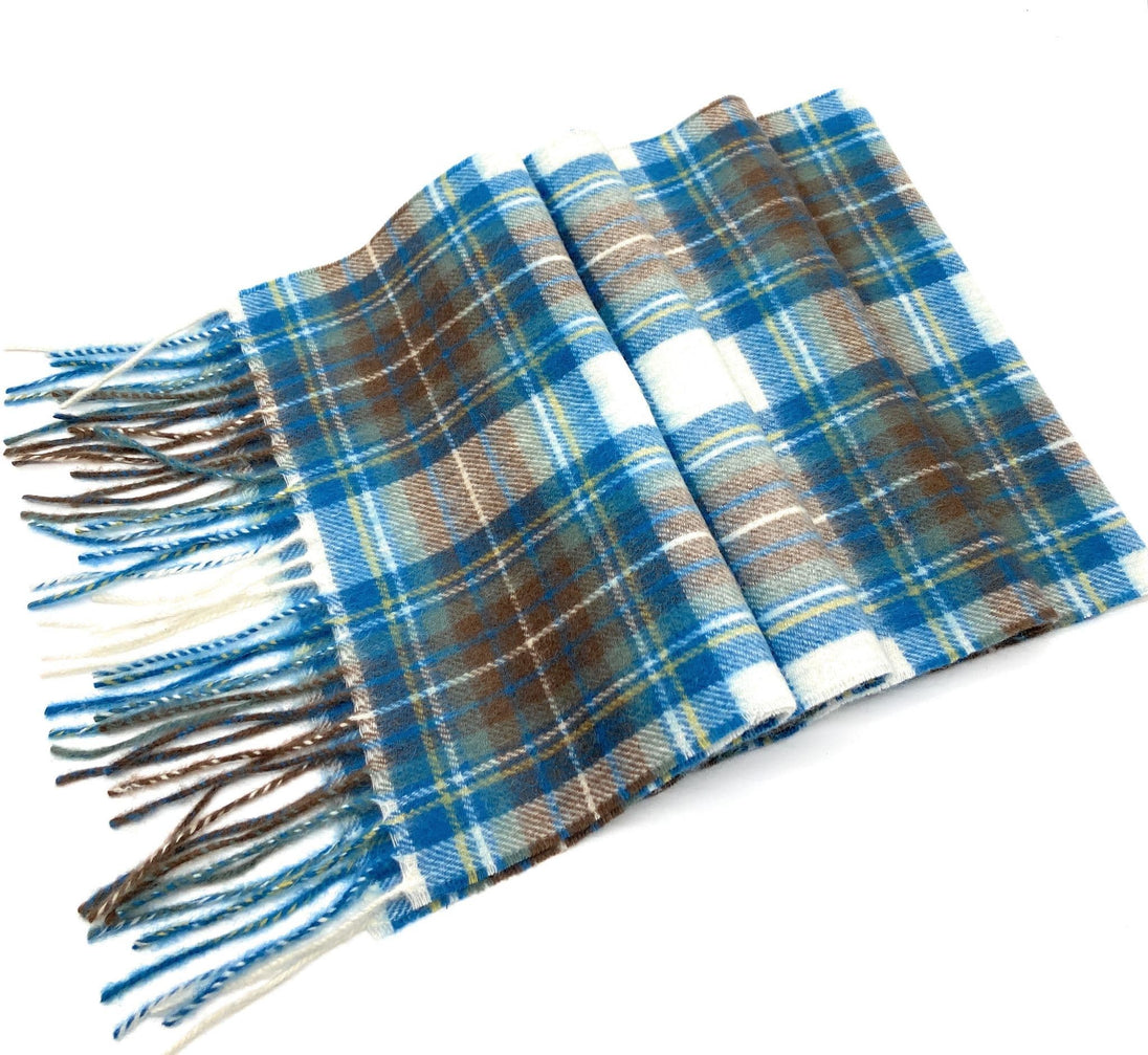 Pure Edinburgh Lambswool Stewart Muted Blue Tartan Scarf