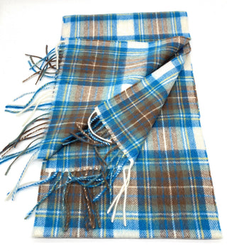 Pure Edinburgh Lambswool Stewart Muted Blue Tartan Scarf