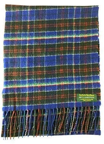 Pure Lambswool Blue Multi Check Scarf By Ingles Buchan of Scotland