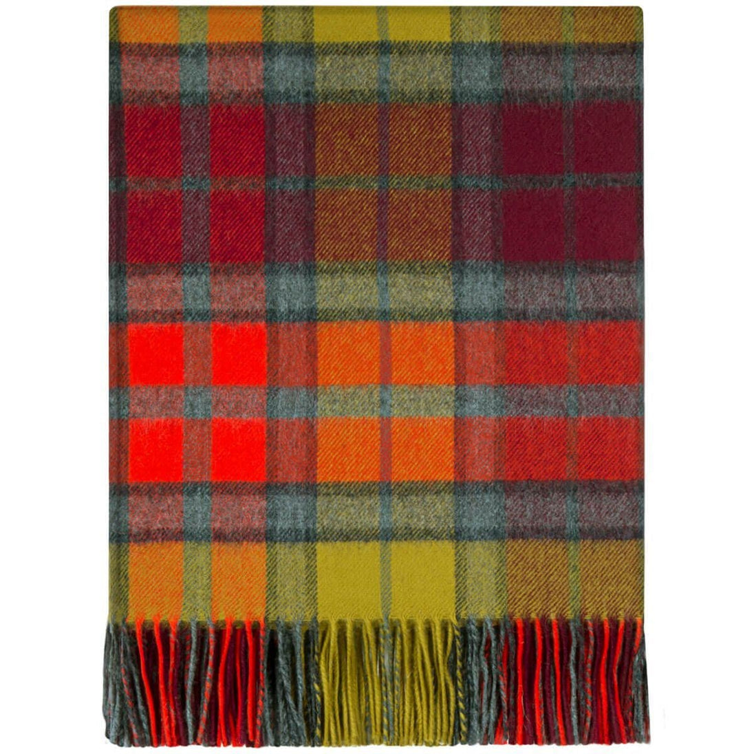 Pure Lambswool Buchanan Berry Tartan Rug/Blanket - Made in Scotland