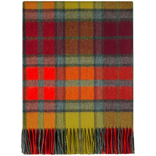 Pure Lambswool Buchanan Berry Tartan Rug/Blanket - Made in Scotland