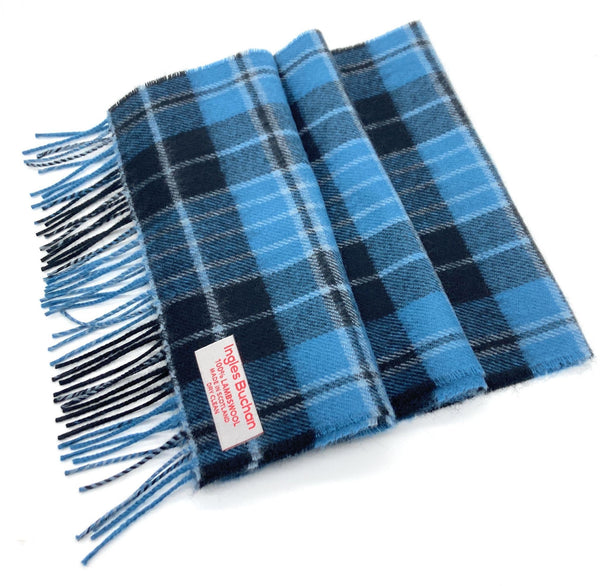 Pure Lambswool  Clergy Blue Ancient Tartan Scarf Made in Scotland