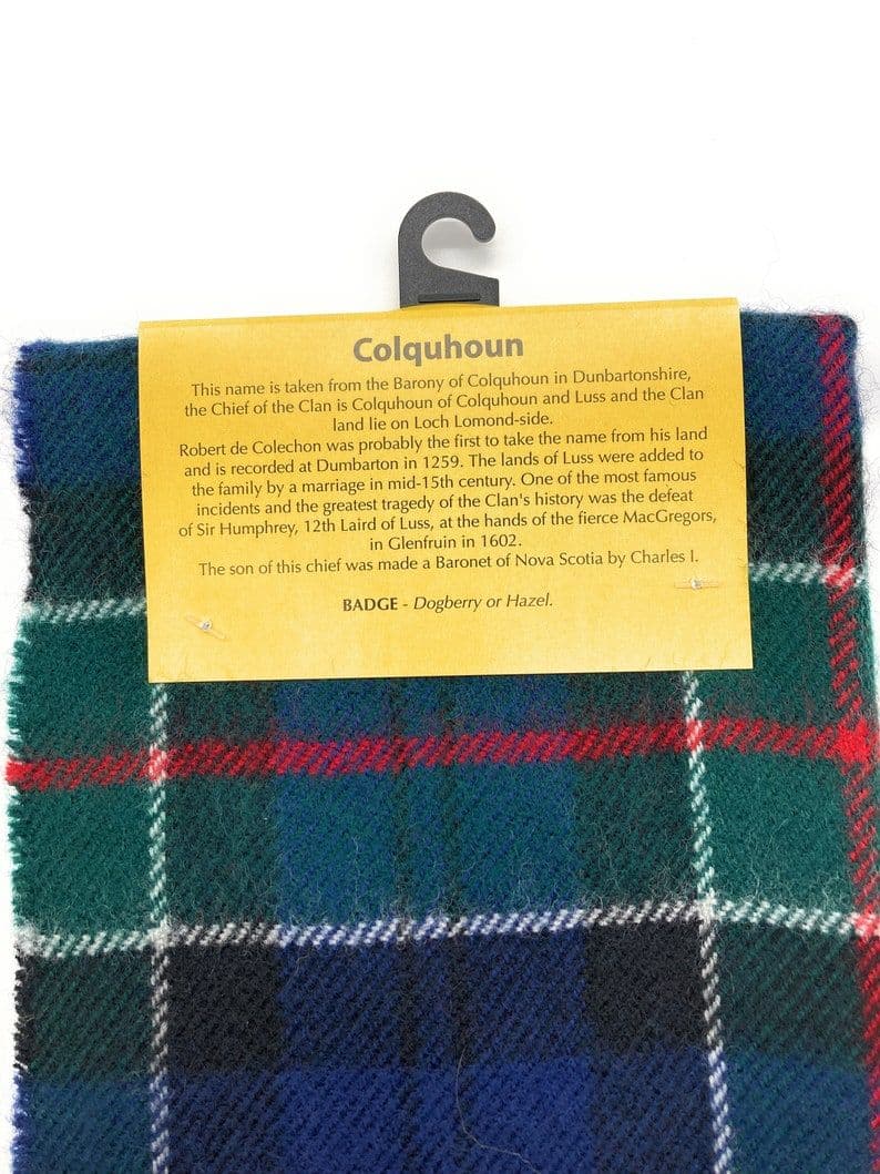 Pure Lambswool Colquhoun Tartan Scarf -  Made in Scotland