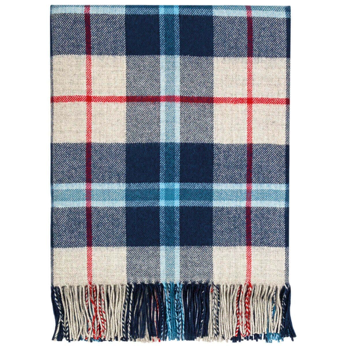 Pure Lambswool Douglas Navy Tartan Rug/Blanket - Made in Scotland