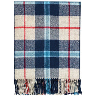 Pure Lambswool Douglas Navy Tartan Rug/Blanket - Made in Scotland