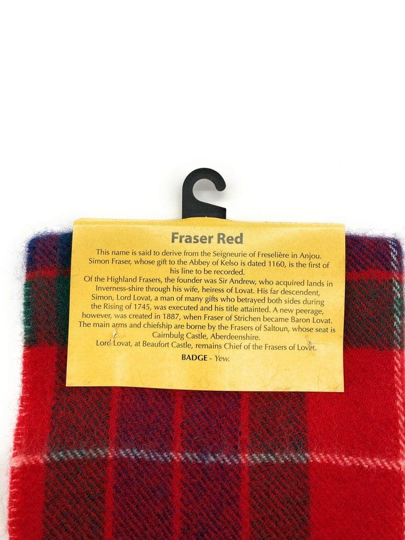 Pure Lambswool Fraser Red Tartan Scarf Made in Scotland