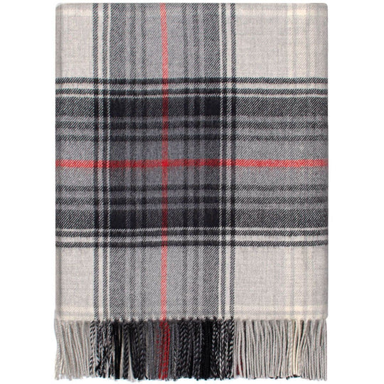 Pure Lambswool Graphite Tartan Rug/Blanket - Made in Scotland