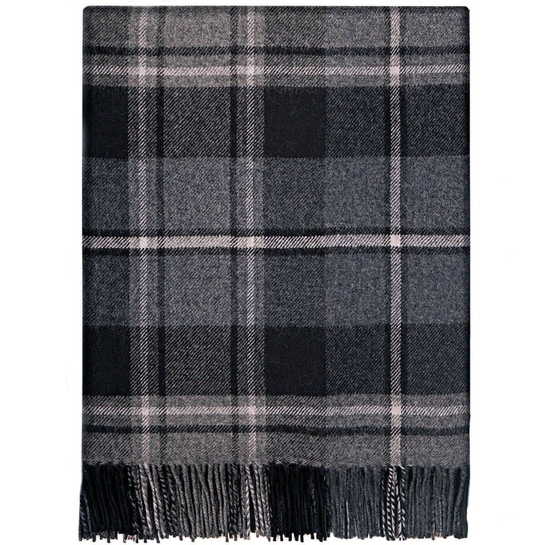 Pure Lambswool MacRae Hunting Grey Tartan Rug/Blanket - Made in Scotland