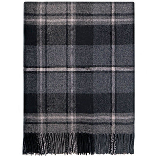 Pure Lambswool MacRae Hunting Grey Tartan Rug/Blanket - Made in Scotland