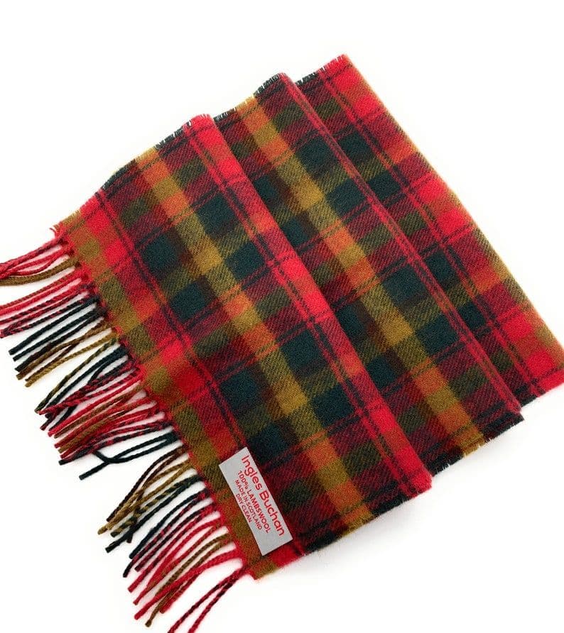 Pure Lambswool Maple Leaf Tartan Scarf By Ingles Buchan of Scotland
