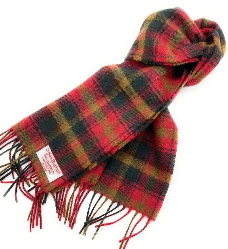 Pure Lambswool Maple Leaf Tartan Scarf By Ingles Buchan of Scotland