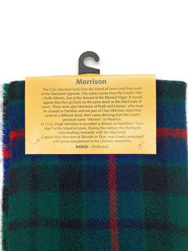 Pure Lambswool Morrison Green Tartan Scarf By Ingles Buchan of Scotland