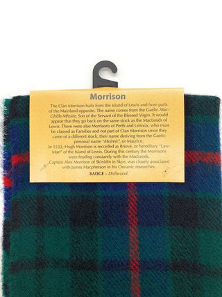 Pure Lambswool Morrison Green Tartan Scarf By Ingles Buchan of Scotland