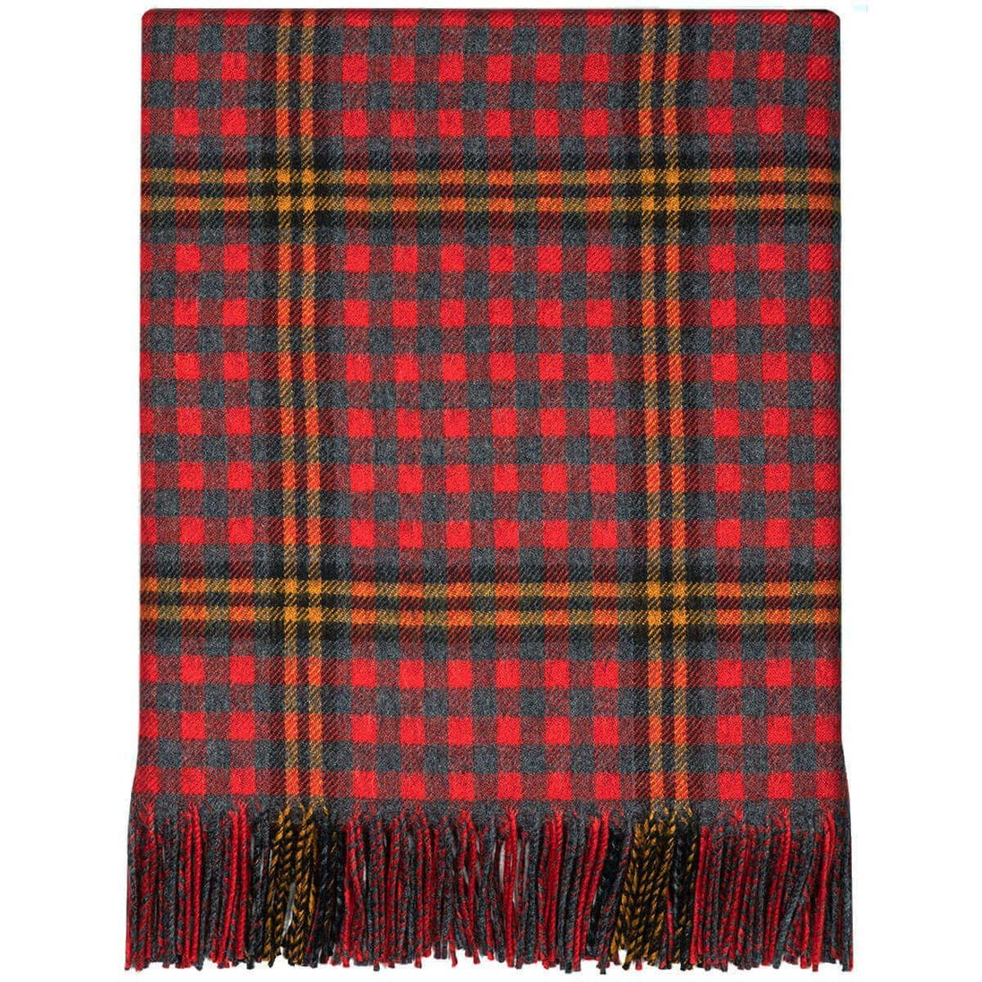 Pure Lambswool Red Rose Tartan Rug/Blanket - Made in Scotland