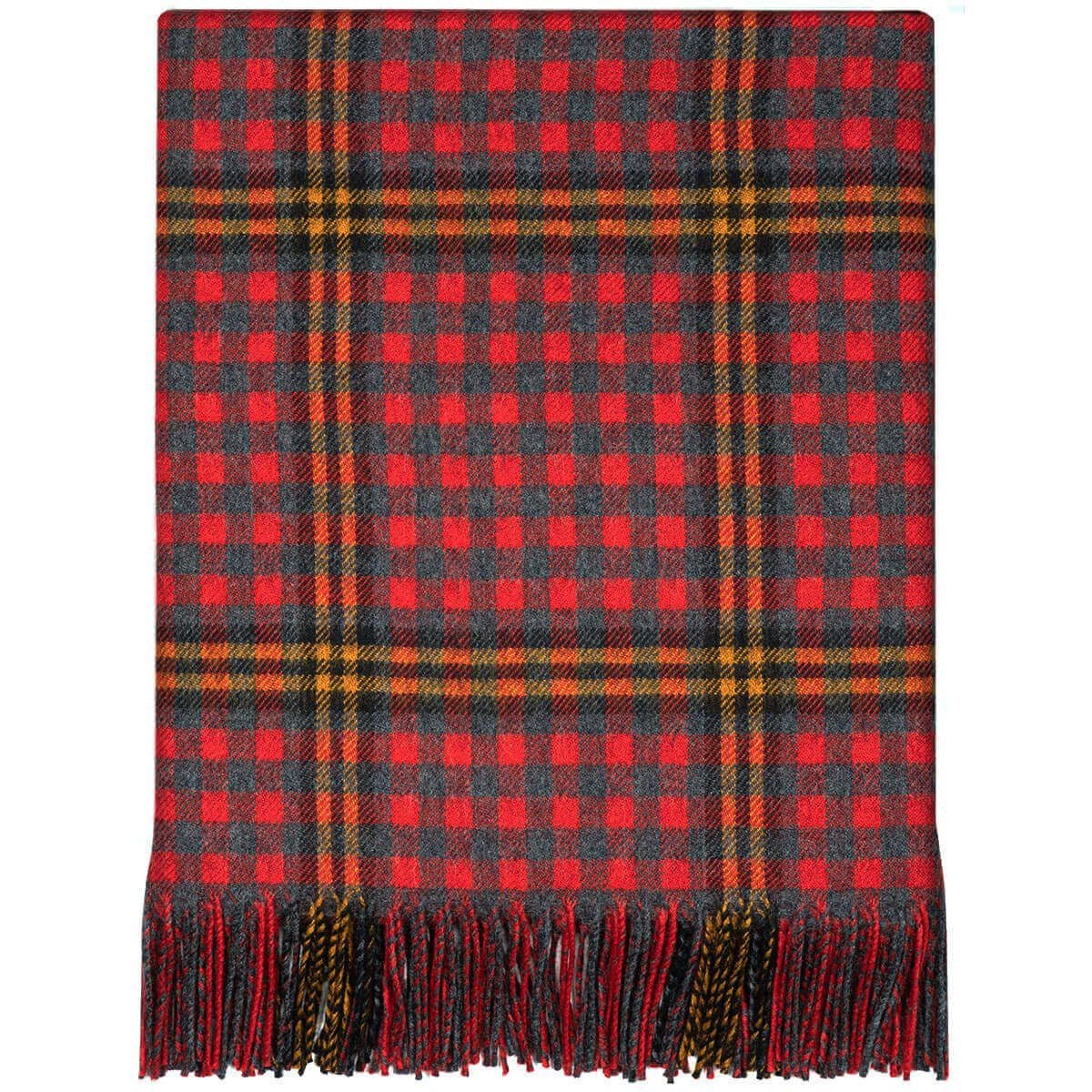 Pure Lambswool Red Rose Tartan Rug/Blanket - Made in Scotland
