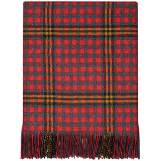 Pure Lambswool Red Rose Tartan Rug/Blanket - Made in Scotland