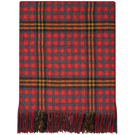 Pure Lambswool Red Rose Tartan Rug/Blanket - Made in Scotland