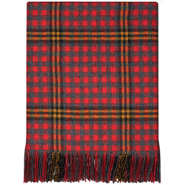 Pure Lambswool Red Rose Tartan Rug/Blanket - Made in Scotland
