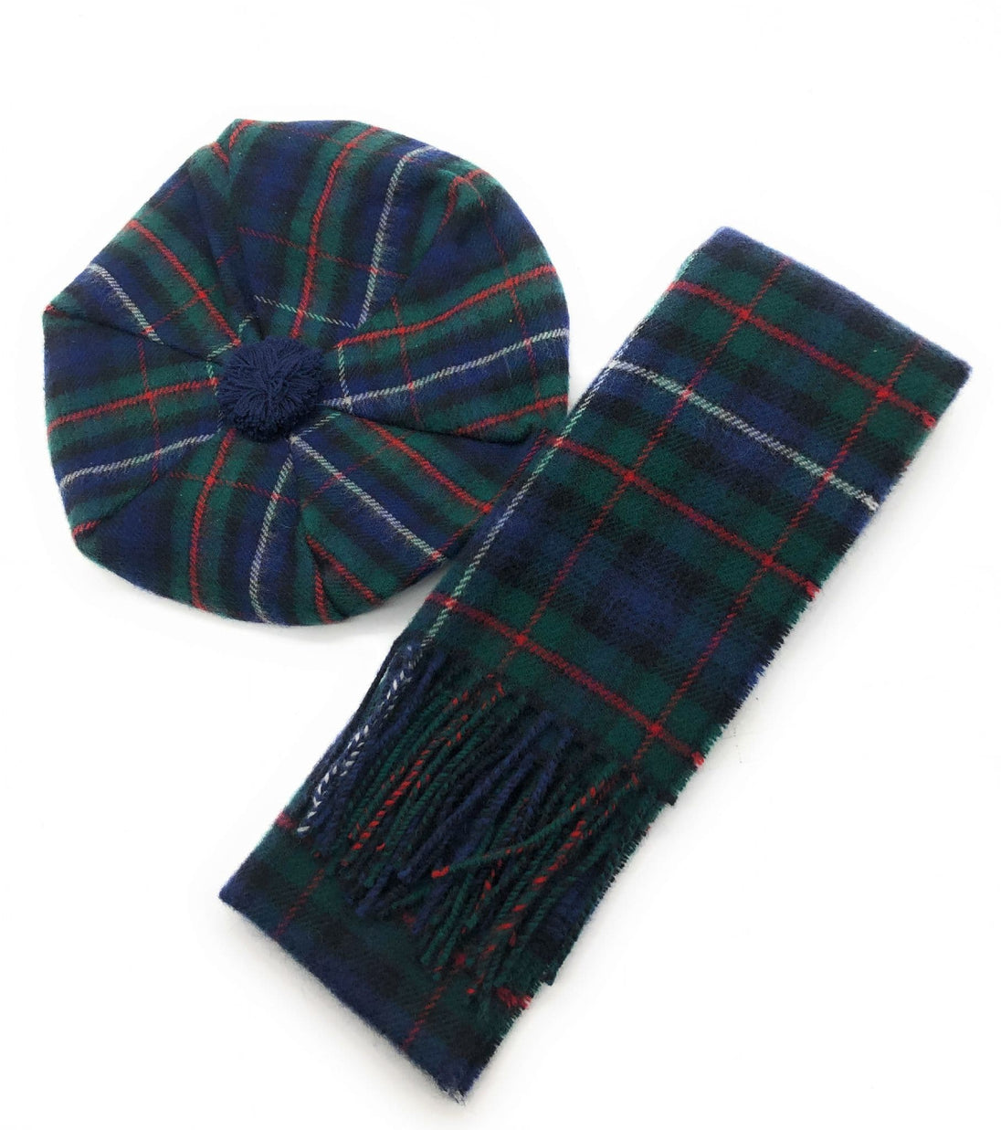 Pure Lambswool Robertson Hunting Tartan Tam & Scarf Set - Made in Scotland
