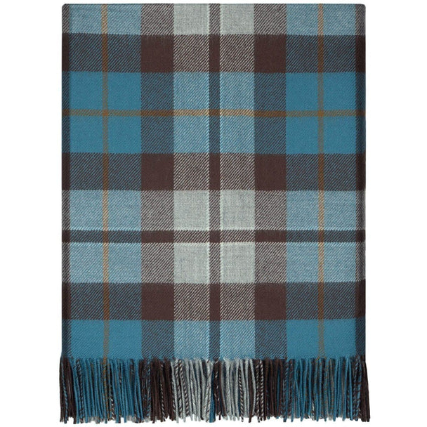 Pure Lambswool  Rose Hunting Grey Tartan Rug/Blanket - Made in Scotland