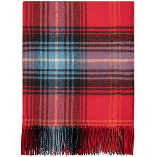 Pure Lambswool Ruby Tartan Rug/Blanket - Made in Scotland