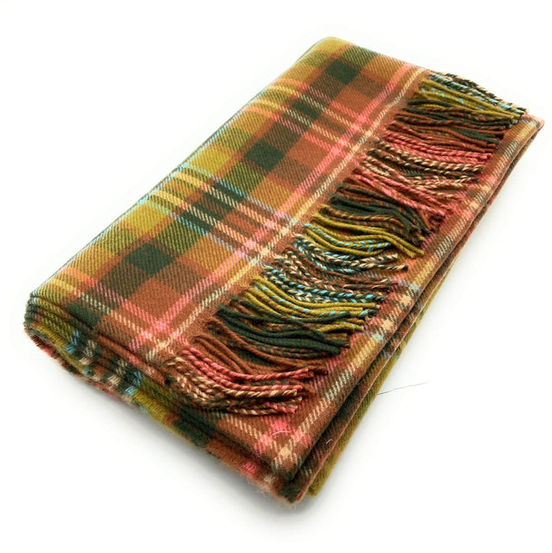 Pure Lambswool Scott Green Antique Tartan Rug/Blanket - Made in Scotland