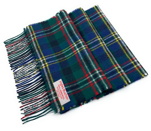 Pure Lambswool Scott Green Modern Tartan Scarf - Made in Scotland