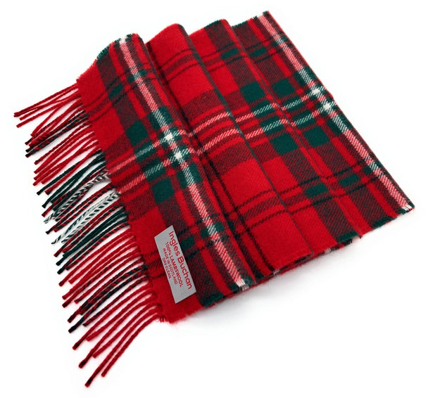 Pure Lambswool Scott Red Tartan Scarf Made in Scotland