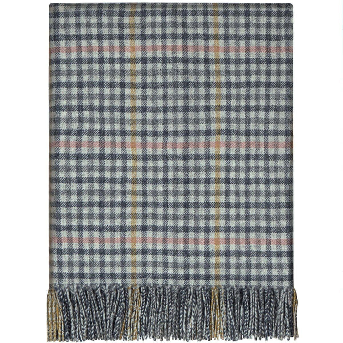 Pure Lambswool St Abbs Grey Check Lambswool Rug/Blanket - Made in Scotland