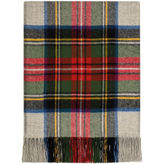 Pure Lambswool Stewart Silver Dress Tartan Rug/Blanket - Made in Scotland