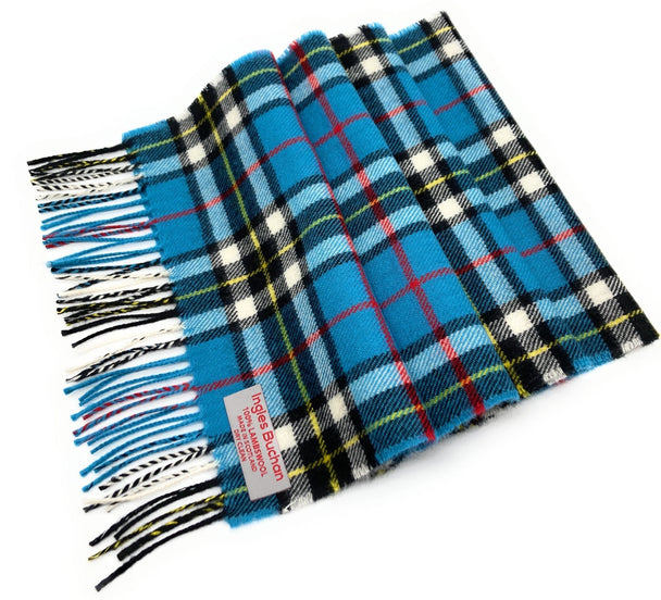 Pure Lambswool Thomson Blue Tartan Scarf Made in Scotland