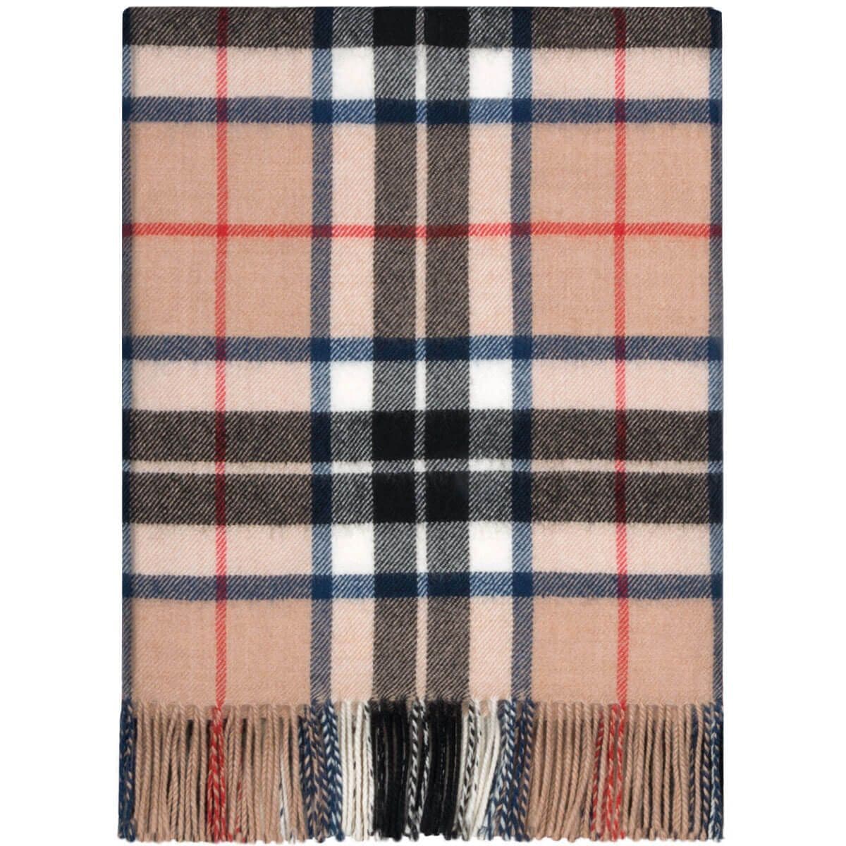 Pure Lambswool Thomson Camel Tartan Rug/Blanket - Made in Scotland